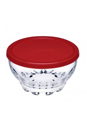53523 PB 3 PC BOWL WITH RED LID IN SLV - 275 ML