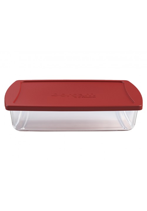 59864 PB RECTANGLE OVEN DISH WITH RED LID 26 X CM GB